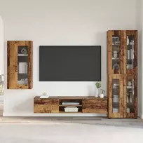 TV spintelių komplektas su stalčių FLORIN 3 pcs Senas medis