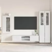 TV spintelių komplektas FLORIN 3 pcs Balta Apdirbta mediena