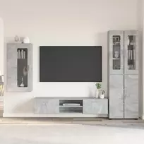 TV spintelių komplektas su stalčių FLORIN 3 pcs Betono pilka
