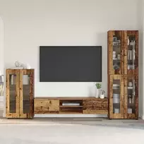 TV spintelių komplektas su stalčių FLORIN 3 pcs Senas medis