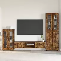 TV spintelių komplektas su stalčių FLORIN 3 pcs Rūkyta ąžuolas