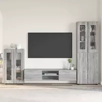 TV spintelių komplektas su stalčių FLORIN 3 pcs Pilkas Sonoma