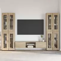 TV spintelių komplektas su stalčių FLORIN 3 pcs Sonoma ąžuolas