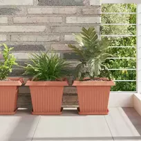Kvadratinis gėlių vazonas 24 pcs Raudona plyta Plastmasė
