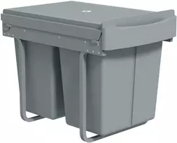 HOMCOM Ištraukiama šiukšliadėžė, 2 x 20 L, su nuimamais konteineriais, plastikas, metalas, pilka