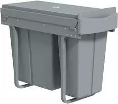 HOMCOM Ištraukiama virtuvės šiukšliadėžė su 2 išimamais konteineriais, rankena, 30 litrų (20 L+10 L), metalinė, pilka