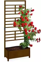 Relaxdays Gėlių lovelis su grotelių atrama, 171x71,5x32 cm, rudas, medinis