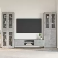 TV spintelių komplektas su stalčių FLORIN 3 pcs Betono pilka