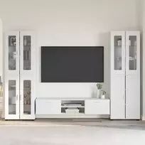 TV spintelių komplektas FLORIN 3 pcs Aukštai blizganti balta
