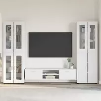 TV spintelių komplektas FLORIN 3 pcs Balta Apdirbta mediena