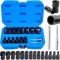 Falon Tech Smūginių galvučių rinkinys sugadintiems varžtams 8-27mm, 3/8″, 1/2″, 16vnt.