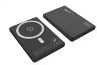 „Winner Group WG“ – išorinė baterija 5000 mAh, belaidė 15 W + PD 20 W, juoda