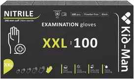 Nitrilinės pirštinės juodos Kid-Man N100, dydis XXL
