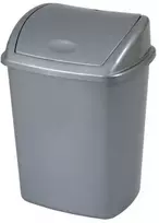 V Part Šiukšliadėžė, V formos, pilka, plastikinė, 26 l, su atlenkiamu dangčiu, paruošta montuoti prie sienos
