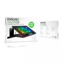 „Evolveo Ania 9RGB“ aušinimo kilimėlis, nešiojamojo kompiuterio aušinimo kilimėlis, 6 ventiliatoriai, RGB ventiliatoriai ir grandinės keitiklis
