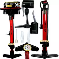 DUNLOP DIRBTUVIŲ DVIRAČIŲ SIURBLYS 230 PSI (16 BAR) SU MANOMETRU, RAUDONAS