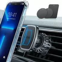 LISEN magnetinis automobilinis telefono laikiklis ant ventiliacijos grotelių, juodas, 6 N52 magnetai