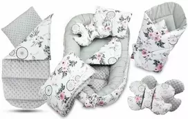 Kūdikių kokonų lizdelis „Minky“ rinkinys XXL „BabyMam“ 7 dalys