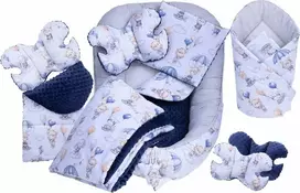 Kūdikių kokonų lizdelis „Minky“ rinkinys XXL „BabyMam“ 7 dalys