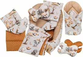 Kūdikių kokonų lizdelis „Minky“ rinkinys XXL „BabyMam“ 7 dalys
