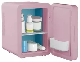 ELLE 4L mini fridge with LED make-up mirror, violetinė