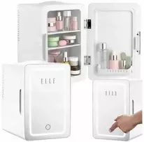ELLE 6L baltas mini fridge with LED make-up mirror