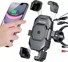 iMESTOU motociklo telefono laikiklis su belaidžiu ir USB-C įkrovimu 36 W, tinka 14–18,3 cm telefonams, M11