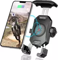 iMESTOU belaidis telefono laikiklis motociklui su 15W Qi įkrovimu ir USB-C jungtimi, tinkamas 4–7 colių išmaniesiems telefonams, modelis M14A
