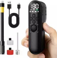 GPUTEK elektrinė dviračių pompa su manometru, 130 PSI, automatinis išsijungimas, LED šviesa, Presta ir Schrader vožtuvams, T05