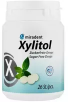 Miradent XYLITOL becukrės pastilės su ksilitoliu mėtų skonio, 26 vnt.
