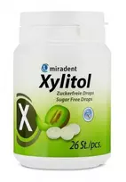 Miradent XYLITOL becukrės pastilės su ksilitoliu melionų skonio, 26 vnt.