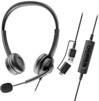 Ausinės su mikrofonu Axtel FLOW UC stereo USB-A/C juodos