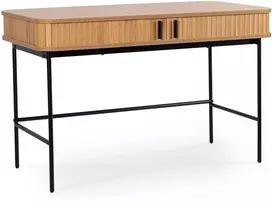TRISH išskleidžiamas rašomasis stalas, 120 cm, ąžuolo raštas, modernus lofto stiliaus