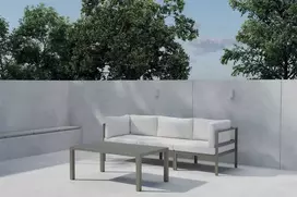 Venture Design Sofos komplektas 2 vietų sofa ir fotelis su staliuku ruda balta