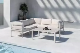 Venture Design Kampinė sofa Copacabana su stalu, smėlio spalvos
