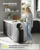 Songmics Šiukšlių dėžė 30L Plienas Juoda