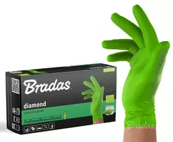 Vienkartinės darbo pirštinės Bradas DIAMOND, juodos, XL dydis, 9-10, 50 vnt.