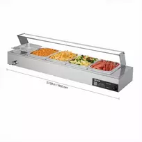 Komercinis maisto šildytuvas maitinimui ir restoranams, 1500W elektrinis nerūdijančio plieno garų šildytuvas su stikliniu gaubtu, stalviršio bufeto marmitas su penkiais indais, maisto šildymo stotelė