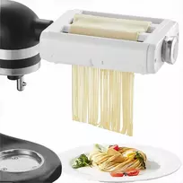KitchenAid Makaronų gaminimo priedas pastatomam mikseriui, „trys viename“ nerūdijančio plieno kočiotuvas ir pjaustyklė, reguliuojamo storio makaronų mašinėlė, spagečių ir fettuccine pjaustymo rinkinys