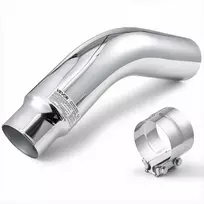 Chromuotas išmetimo vamzdžio antgalis su spaustuku, universalus žemyn nukreiptas duslintuvo antgalis sunkvežimiams ir visureigiams, 101.6 mm įvadas, 127 mm išvadas, atsparus karščiui