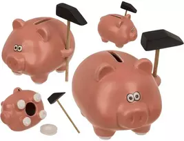 Kiaulė taupyklė su plaktuku "Comic Piggy"
