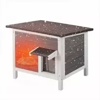 Lauko namelis katėms, atsparus oro sąlygoms, su putplasčio izoliacija, nuožulniu stogu, PVC durų atvartais, prieglauda kelioms katėms, sodo namelis katei