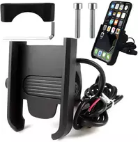 Reguliuojamas motociklo telefono laikiklis su USB įkrovimu