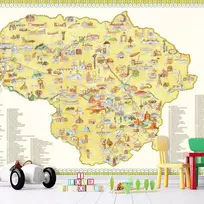 Fototapetai - Lietuvos žemėlapis su miestais ir miesteliais