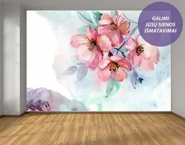 Fototapetai - Akvarele pieštos pavasarinės gėlės