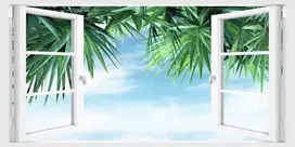 3D lipdukas Langas. Palmės. Horizontalus.