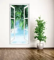 3D lipdukas Langas. Palmės. Vertikalus.