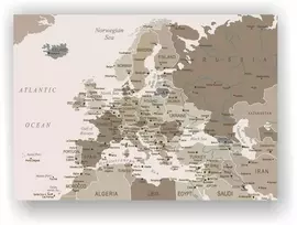 Kamštinis paveikslas - Europos žemėlapis. Rusvas [Kamštinis žemėlapis]