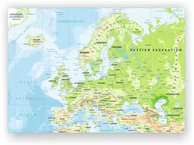 Kamštinis paveikslas - Pasaulio žemėlapis su smeigtukais. Europos kalnai [Kamštinis žemėlapis]