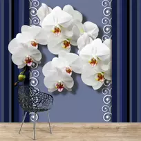 Fototapetai - Orchidėjos mėlyname fone